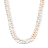 Japanese Akoya Pearl Two-Row Necklace in Sterling Silver 16 Inches