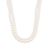 Japanese Akoya Pearl Two Row Necklace in Sterling Silver 15 Inch