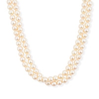 Japanese Akoya Pearl Two Row Necklace in Sterling Silver 15 Inches