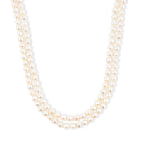 Japanese Akoya Pearl Two Row Necklace in Sterling Silver 18 Inches