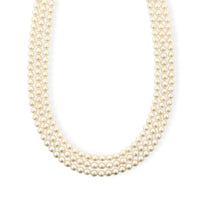 Japanese Akoya Pearl Three Row Necklace in Sterling Silver 18 Inches