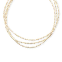 Japanese Akoya Pearl Three Row Necklace in Sterling Silver 15 Inches