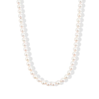 Japanese Akoya Pearl Necklace in Sterling Silver 35 Inches