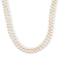 Japanese Akoya Pearl Necklace in Sterling Silver 42 Inches