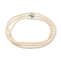 Japanese Akoya Pearl Necklace in Sterling Silver 48 Inch