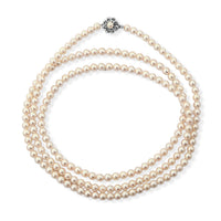 Japanese Akoya Pearl Necklace in Sterling Silver 48 Inches