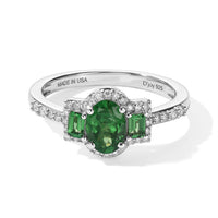D''Joy Premium Tsavorite Garnet, Moissanite Ring in Rhodium Over Sterling Silver (Size 10.0) 1.30 ctw