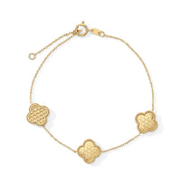 Italian Golden Clover Honeycomb Chain Bracelet in 10K Yellow Gold (7-8In) 1.65 Grams
