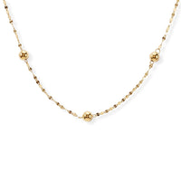 Italian Station Bead Chain Necklace in 10K Yellow Gold (18-20 Inches) 1 Grams