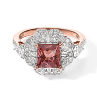 Certified & Appraised AAA Padparadscha Tourmaline and Luxuriant Lab Grown Diamond G-H SI 2.85 ctw Ring in 10K Rose Gold (Size 10.0)