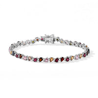 D''Joy Premium Multi-Tourmaline and Moissanite 6.70 ctw Bracelet in Rhodium Over Sterling Silver (7.25 In)