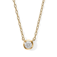 14K Yellow Gold Luxuriant Lab Grown Diamond (E-F, VS) Bezel Necklace (18 Inches) 0.10 ctw