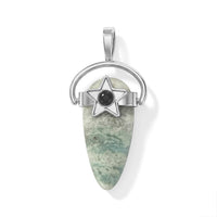Dyed Amazonite and Black Agate 15.00 ctw Pendant without Chain in Silvertone