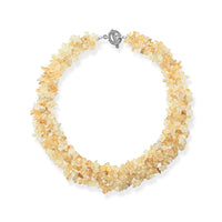 Assorted Citrine 665.00 ctw Chips in Necklace (20 Inches) in Silvertone