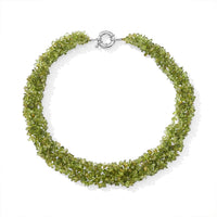 Peridot 665.00 ctw Chips Necklace (20 Inches) in Silvertone