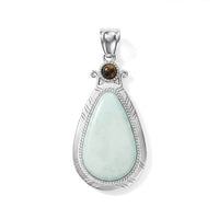 Amazonite 30.00 ctw Feather Pendant without Chain in Silvertone (Center Stone Varies)