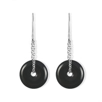 Black Feldspar 10.00 ctw Donut Drop Earrings in Silvertone