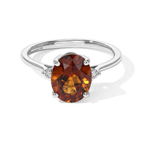 Premium Red Citrine and Luxuriant Lab Grown Diamond SI 2.40 ctw Ring in Rhodium Over Sterling Silver (Size 7.0)