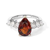 D''Joy Premium Red Citrine, Moissanite Ring in in 18K Vermeil YG and Rhodium Over Sterling Silver (Size 10.0) 3.90 ctw