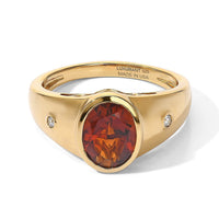 Premium Red Citrine, Luxuriant Lab Grown Diamond (SI) Ring in 18K Vermeil YG Over Sterling Silver (Size 10.0) 1.70 ctw