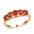 Mexican Cherry Fire Opal and Natural White Zircon 5 Stone Ring in Vermeil Yellow Gold Over Sterling Silver (Size 10.0) 0.90 ctw - Sticky add to cart bar