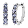 Cambodian Blue Zircon Hoop Earrings in Platinum Over Sterling Silver 1.75 ctw - Sticky add to cart bar