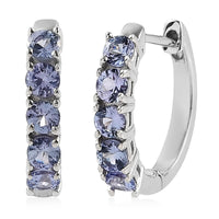 Cambodian Blue Zircon Hoop Earrings in Platinum Over Sterling Silver 1.75 ctw