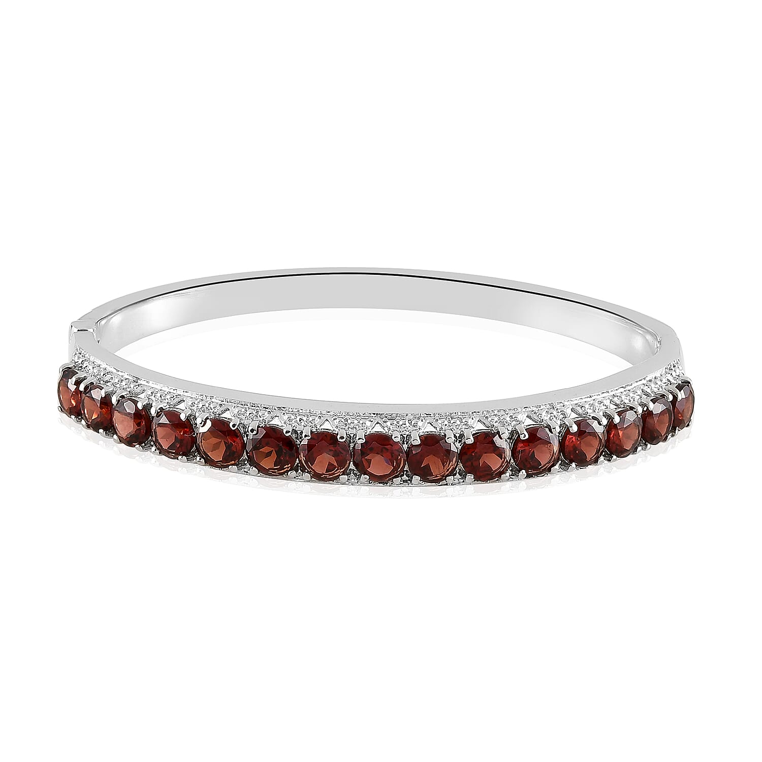 Mozambique Garnet Bangle Bracelet in Stainless Steel (6.50 In) 9.50 ctw