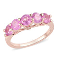 Ilakaka Hot Pink Sapphire and Natural White Zircon 5 Stone Ring in Vermeil Rose Gold Over Sterling Silver (Size 10.0) 2.00 ctw - Sticky add to cart bar