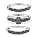 Black Diamond Ring in Platinum Over Sterling Silver (Size 6.0) 8.25 Grams 1.50 ctw - Sticky add to cart bar