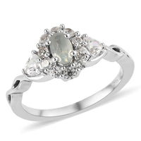 Narsipatnam Alexandrite and Natural White Zircon Infinity Shank Ring in Platinum Over Sterling Silver (Size 10.0) 0.75 ctw