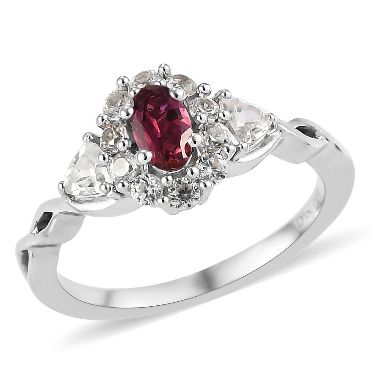 Narsipatnam Alexandrite and Natural White Zircon Infinity Shank Ring in Platinum Over Sterling Silver (Size 10.0) 0.75 ctw