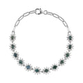 Narsipatnam Alexandrite and Natural White Zircon Cluster Bracelet in Platinum Over Sterling Silver (7.25 In) 7.30 Grams 4.25 ctw - Sticky add to cart bar