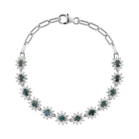Narsipatnam Alexandrite and Natural White Zircon Cluster Bracelet in Platinum Over Sterling Silver (7.25 In) 7.30 Grams 4.25 ctw