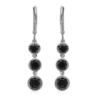 Black Diamond Lever Back Earrings in Rhodium & Earrings in Platinum Over Sterling Silver 2.00 ctw