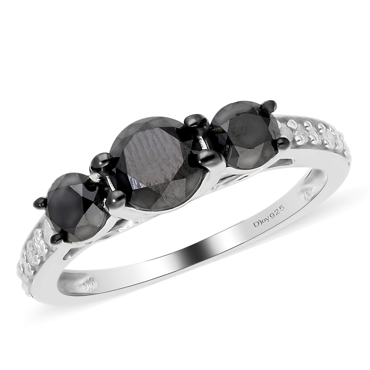 Black Diamond and White Diamond Ring in Platinum Over Sterling Silver (Size 9.0) 2.00 ctw