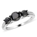 Black Diamond and White Diamond Ring in Platinum Over Sterling Silver (Size 9.0) 2.00 ctw - Sticky add to cart bar