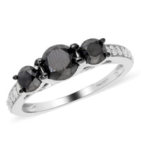 Black Diamond and White Diamond Ring in Platinum Over Sterling Silver (Size 9.0) 2.00 ctw