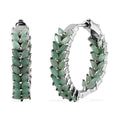 Brazilian Emerald Double Row Hoop Earrings in Platinum Bond 6.25 ctw - Sticky add to cart bar