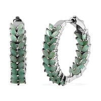 Brazilian Emerald Double Row Hoop Earrings in Platinum Bond 6.25 ctw