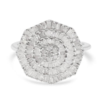 DEAL OF THE HOUR Diamond Flower Ring in Platinum Over Sterling Silver (Size 10.0) 1.00 ctw