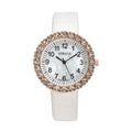 STRADA Austrian Crystal Japanese Movement Watch with White Faux Leather Strap (36mm) (7.0-8.0 Inch) - Sticky add to cart bar