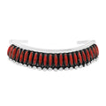 SANTA FE Style Enhanced Red Coral Cuff Bracelet in Sterling Silver (5.00 In) 15.90 Grams - Sticky add to cart bar
