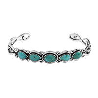 SANTA FE Style Turquoise Cuff Bracelet in Sterling Silver (7.00 In) 11.90 Grams 2.50 ctw