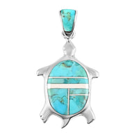 SANTA FE Style Enhanced Red Coral Turtle Pendant in Sterling Silver
