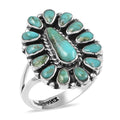 SANTA FE Style Turquoise Elongated Flower Ring in Sterling Silver 2.00 ctw - Sticky add to cart bar
