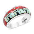 SANTA FE Style Lab Created Opal and Multi Gemstone Pueblo Homes Ring in Sterling Silver 0.50 ctw - Sticky add to cart bar