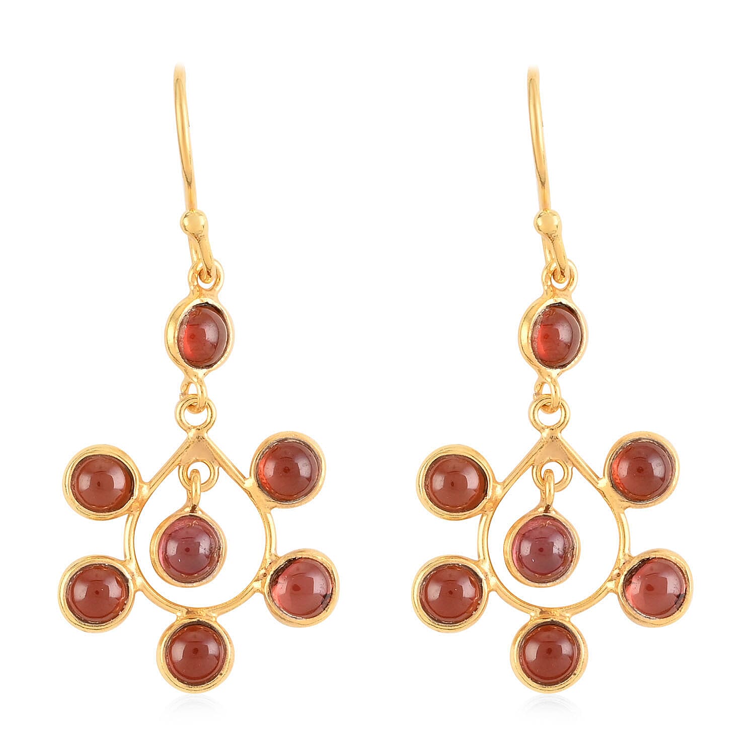 Multi Gemstone Dangle Earrings in 14K Yellow Gold Over Sterling Silver 3.40 ctw