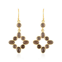 Sea Green Chalcedony Dangle Earrings in 14K Yellow Gold Over Sterling Silver 5.40 ctw
