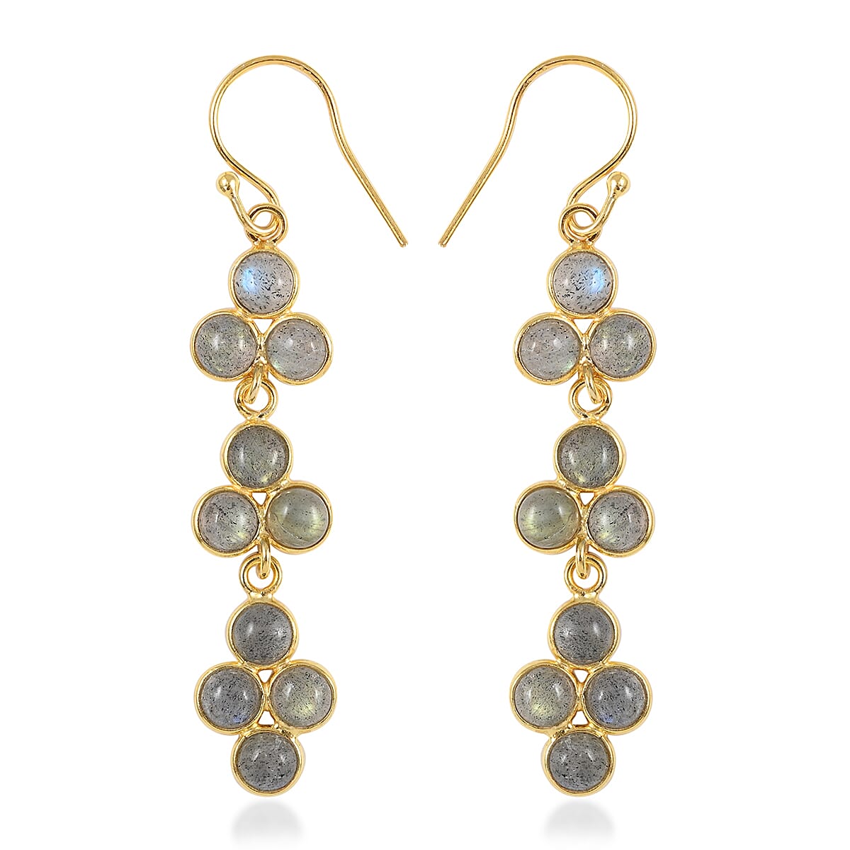 Sea Green Chalcedony Dangle Earrings in 14K Yellow Gold Over Sterling Silver 2.70 ctw